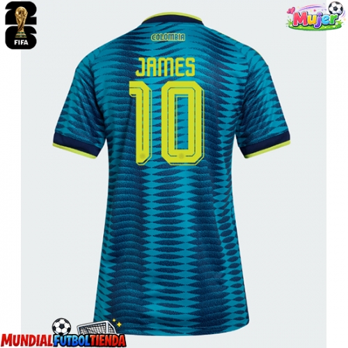 Camiseta Colombia James Rodriguez #10 Segunda Equipación Replica Mundial 2026 para mujer mangas cortas